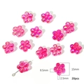 Pink 15mm flower acrylic beads with iridescent finish for DIY jewelry making 20pcs - Five-Petal Flower / 20 Pieces Pack / Rose Red