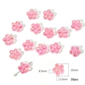 Pink 15mm flower acrylic beads 20pcs for DIY jewelry making and necklace crafts - Five-Petal Flower / 20 Pieces Pack / Pink