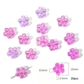 Sparkling 15mm pink purple resin flower beads for DIY jewelry making and necklaces - Five-Petal Flower / 20 Pieces Pack / Purple