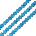 Polierte blaue Metall-Herzperlen in Reihen, Hämatit-Stein DIY-Schmuckzubehör - Marineblau