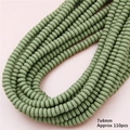 Perline in pasta polimerica verde per gioielli fai da te, distanziali piatti da 7x4mm - Verde Grigastro