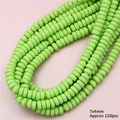 Perle piatte verde brillante 7x4mm in pasta polimerica per bracciali e gioielli fai-da-te - Verde Neon