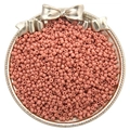 Matte brick red glass seed beads for DIY jewelry making in a decorative gold tray - Dusty Pink