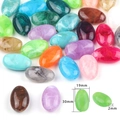 Colorful 30mm oval acrylic beads with marble texture for DIY jewelry making - Flat Oval Dial / 10 Pieces/Pack (30x19mm) / Random Mixed Colors