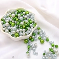 Mixed green and white ABS faux pearl beads for DIY bracelets and necklaces - 10g/Bag (Approx. 150 Pcs) / Ocean Sky