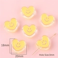Détail des perles en cœur acrylique 18x20mm avec visage souriant pour bijoux DIY - Cœur Jaune / 20x18x8mm (4 Pièces/Paquet)