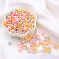 Multi-size mixed color faux pearl beads with pre-drilled holes for DIY jewelry - 10g/Bag (Approx. 150 Pcs) / Grey & Pink Mix