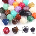 22mm irregular marble pattern acrylic beads with colorful faceted resin finish - Polyhedron / 10 Pieces/Pack (22x22mm) / Random Mixed Colors