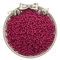 Magenta matte glass seed beads for DIY jewelry making in a vintage silver bow tray - Dark Rose Red