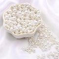 Mix of white faux pearl beads with holes on silk background for DIY jewelry making - 10g/Bag (Approx. 150 Pcs) / Pure White