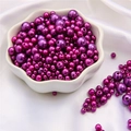 Purple metallic ABS imitation pearls in various sizes for DIY jewelry making - 10g/Bag (Approx. 150 Pcs) / Deep purple