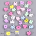 Nahaufnahme von Pastell-Acrylperlen in Katzenform mit Maßen 20mm x 18mm und 3,5mm Fädelloch - Katze / 6er Set / Mehrfarbig