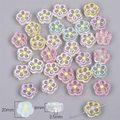 Makroaufnahme von 20mm Blumen Acrylperlen mit Maßen und 3,5mm Mittelloch für DIY - Blume / 6er Set / Mehrfarbig