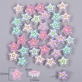 Detailansicht der 21mm Stern-Acrylperlen mit Doppelschicht-Design und Maßen für DIY-Schmuck - Pentagramm / 6er Set / Mehrfarbig