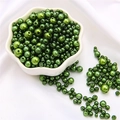 Deep green ABS imitation pearl beads in various sizes for DIY jewelry crafts - 10g/Bag (Approx. 150 Pcs) / Dark Green