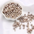 Mix of champagne ABS faux pearl beads with pre-drilled holes for DIY jewelry making - 10g/Bag (Approx. 150 Pcs) / Light Coffee