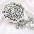 Silver gray ABS round imitation pearls with pre-drilled holes for DIY jewelry making - 10g/Bag (Approx. 150 Pcs) / Silver Gray