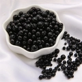 Polished black ABS imitation pearls with center holes for DIY jewelry and crafts - 10g/Bag (Approx. 150 Pcs) / Black