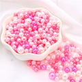 Pink and white mixed size ABS faux pearls for DIY jewelry and clothing accessories - 10g/Bag (Approx. 150 Pcs) / Summer Dream Pink Mix