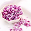 Mixed purple and white ABS imitation pearls with holes for DIY jewelry making - 10g/Bag (Approx. 150 Pcs) / Dreamy Purple Mix