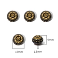 Black and gold 13mm baroque acrylic beads with vintage floral engraving for DIY jewelry - Black Round Flower / 30 Pcs/Pack