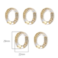 Vintage acrylic oval beads with gold floral pattern and purple marbling, 29x22mm size - Carved Oval / 15 Pieces Per Pack