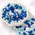 Blue and white mixed 3-8mm ABS imitation pearl round beads for DIY jewelry making - 10g/Bag (Approx. 150 Pcs) / Deep Sea Blue Mix