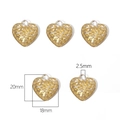Baroque style gold hollow heart pendants for DIY earrings jewelry making, 18x20mm size - Leaf Pattern Heart / 30 Pcs/Pack