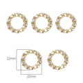 Five transparent 22mm acrylic round twist beads with gold wire silk inlay design - Twisted Hoop / 40 Pieces Per Pack