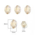 Acrylic baroque pumpkin bead 18x11mm in cream with gold stripes for DIY jewelry - Oval Olive / 20Pcs/Pack