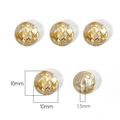 10mm transparent acrylic bead with golden wave pattern and 1.5mm hole for DIY jewelry - Ribbed Round Bead / 50Pcs/Pack