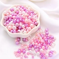 Mix of pink, purple and white round ABS pearl beads with holes for DIY jewelry - 10g/Bag (Approx. 150 Pcs) / Romantic Cherry Blossoms