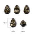 Black acrylic baroque waterdrop bead with gold vine pattern for DIY jewelry making - Flat Teardrop / 40 Pieces Per Pack