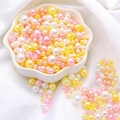 Mixed size ABS faux pearl beads in pink and cream for DIY jewelry and necklaces - 10g/Bag (Approx. 150 Pcs) / Snowy Sakura Mix
