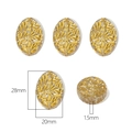 Vintage oval acrylic bead with gold leaf relief for DIY jewelry making 28x20mm - Flat Oval Dial / 15 Pieces Per Pack