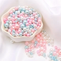 Pink blue and white mixed ABS imitation pearls with holes for DIY jewelry making - 10g/Bag (Approx. 150 Pcs) / Crystal Love Mix