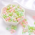Mix of pink, green and white ABS imitation pearls for DIY jewelry making in a porcelain bowl - 10g/Bag (Approx. 150 Pcs) / Spring Spirit