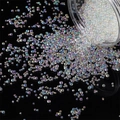 Iridescent micro glass beads for DIY crafts and nail art in a transparent container - 30g/Pack Diameter 2-3.5mm / White