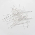 Alfileres de ojo plateados brillantes para fabricación de joyas y accesorios de bricolaje - 0.7x20mm (50 Piezas/Paquete) / Bañado en Plata Gruesa