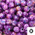 Perles rondes en acrylique marbre violet 12mm avec trous de 6mm pour bijoux DIY - 12mm / Lot de 30 / Violet