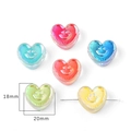 Perline a cuore in acrilico da 20mm con smiley per gioielli fai da te e ciondoli - Cuore Sorridente / Set di 4 / Multicolore