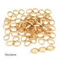 Golden oval CCB spacer beads 15x12mm with double holes for DIY jewelry making - Hollow Oval / 50 Pieces / Gold