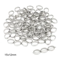 Conectores de joyería ovalados plateados 15x12mm para collares y pulseras DIY - Ovalado hueco / 50 Piezas / Plateado