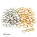 Cuentas espaciadoras ovales de 15x12mm en oro y plata para creación de joyas DIY - Ovalado hueco / 50 Piezas / Mezcla de Dorado y Plateado