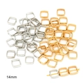 Cuentas cuadradas huecas CCB doradas de 14mm para creación de joyas y collares DIY - Cuadrado Hueco / 50 Piezas / Mezcla de Dorado y Plateado