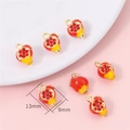 Red pomegranate fruit pendant charms in gold finish with red crystals 13mm - Pomegranate / 2 Pcs/Set