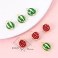 Watermelon alloy enamel charms with 13x10mm size for DIY jewelry making - Watermelon / 2 Pcs/Set