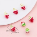 Miniature strawberry alloy enamel pendants for DIY jewelry making 13mm x 9mm size - Small Strawberry / 2 Pcs/Set