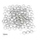 Cuentas espaciadoras redondas huecas CCB plateadas 12mm para joyería y artesanía DIY - Círculo Hueco / 50 Piezas / Plateado