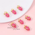 Pink dragon fruit alloy pendants for DIY jewelry making, 15mm enamel fruit charms - Fruit / 2 Pcs/Set
